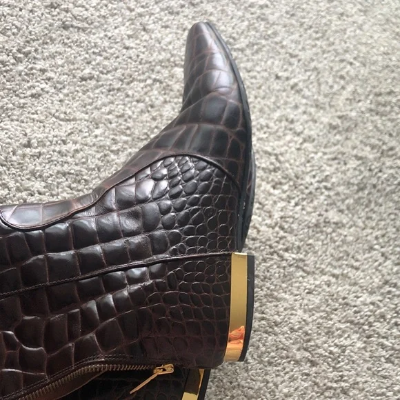 AUTHENTIC TORY BURCH Leather Equestrian rider Boot Crocodile print - Picture 3 of 11